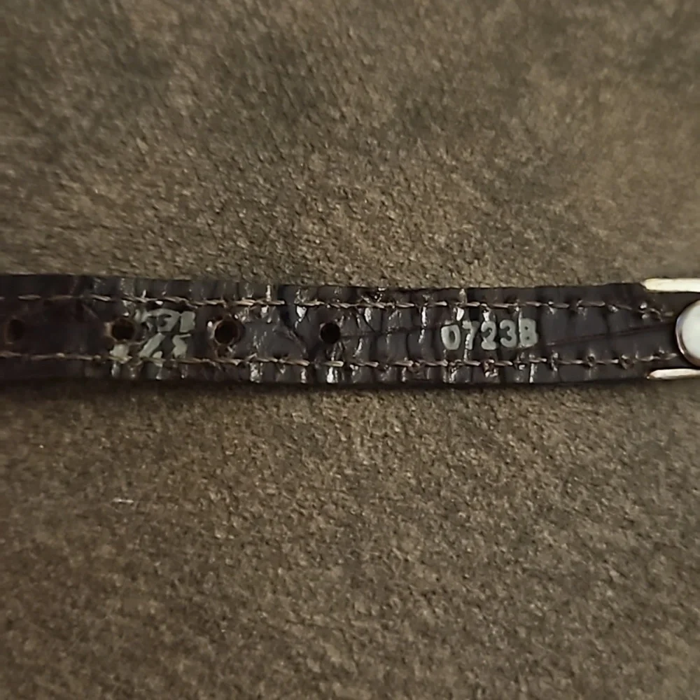 VTG BRIGHTON 1990s Floral Black Leather Belt Bracelet